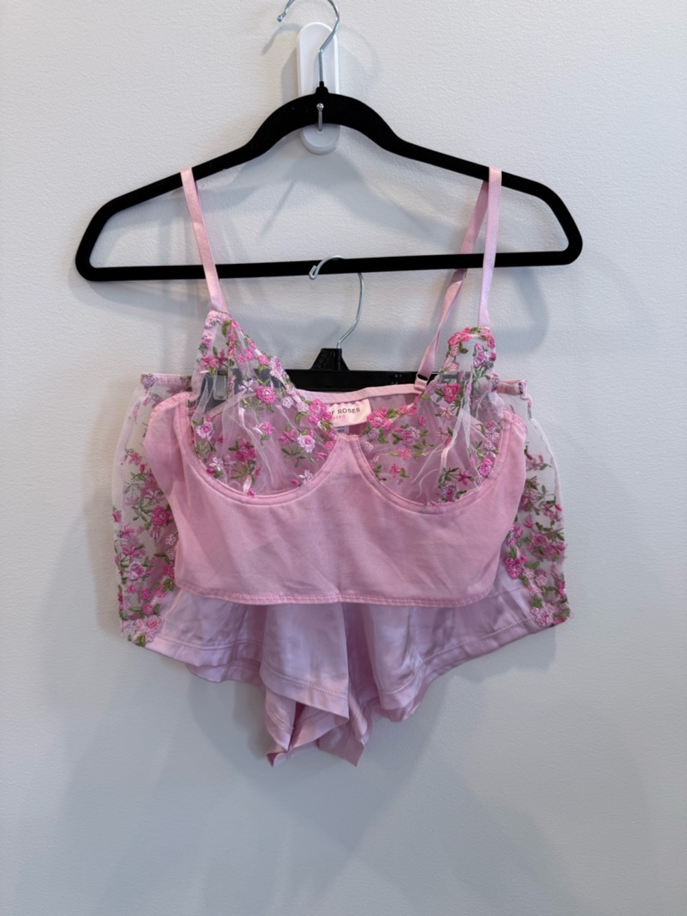 Bed of Roses Floral Bralette & Short Set size Medium Coquette Romantic Lingerie